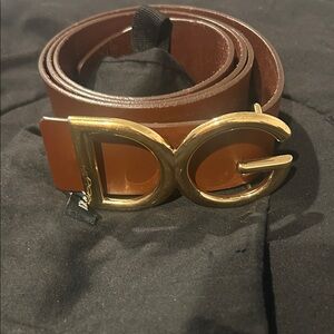Dolce & Gabbana Brown Belt with Gold Buckle